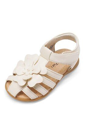 Dream Pairs Toddler Size 5 Sandals Closed-Toe Hook Loop Strap White Flower Shoes